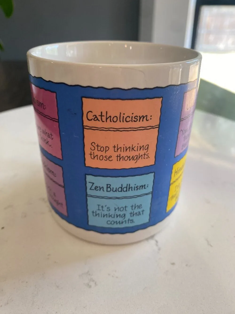 Recycled Paper Greetings Mug Vintage Funny Religions Coffee Cup Korea 1990s